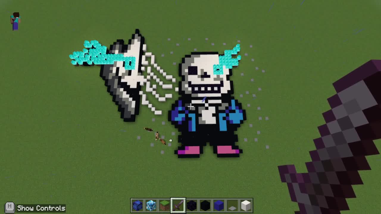 I built the Undertale Sans on Minecraft. I was inspired by pixel art. : r/ Minecraft